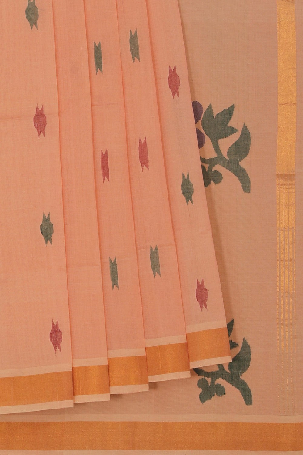 Image of Uppada Cotton Peach Saree